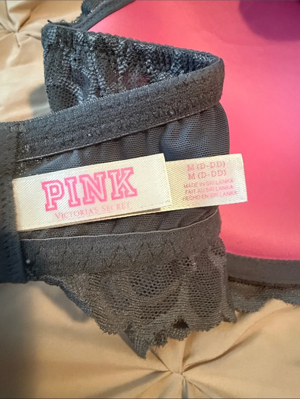 PINK Victoria's Secret Lace Halter Bralette in Charcoal